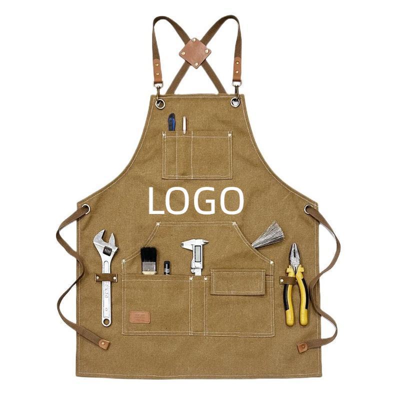Gardening Tools Logo - 複数のポケット付きキャンバスエプロン職人ガーデニング作業服庭師メカニックツールエプロンパーソナライズされたカスタマイズロゴ