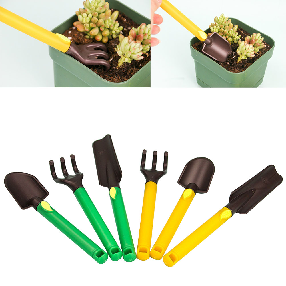 Gardening Tools Trowel - 3 個子供用ガーデニングツールキットプラスチック安全ガーデニングツール鍬熊手シャベルガーデニングツールプラスチック安全ミニかわいい耐久性