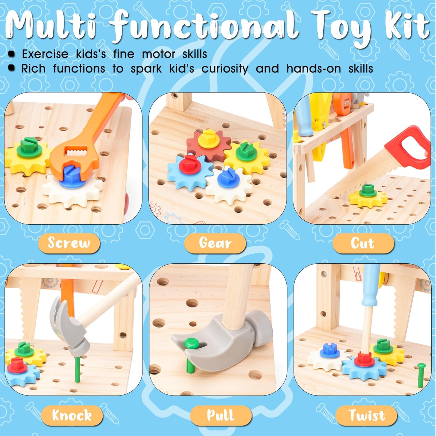 子供用木製ツールベンチ、モンテッソーリ教育ごっこ遊び建設玩具 - Gardening Tools Girls のレビューと価格