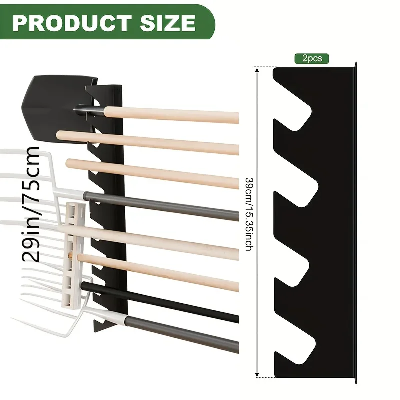 頑丈な金属製ガーデンツールホルダー、シャベルと熊手の収納付き - Gardening Tools Rake のレビューと価格