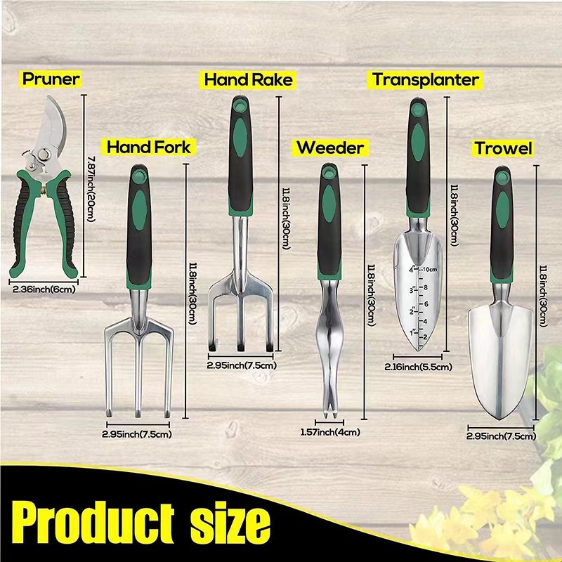 11個入りガーデンツールセット アルミ合金製ステンレス鋼シャ - Gardening Tools Rake のレビューと価格