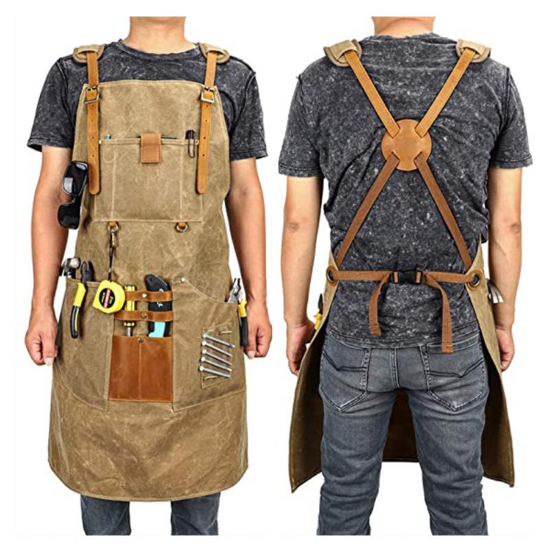 メンズキャンバスエプロン多機能ポケットツールエプロンカスタム - Gardening Tools Logo のレビューと価格
