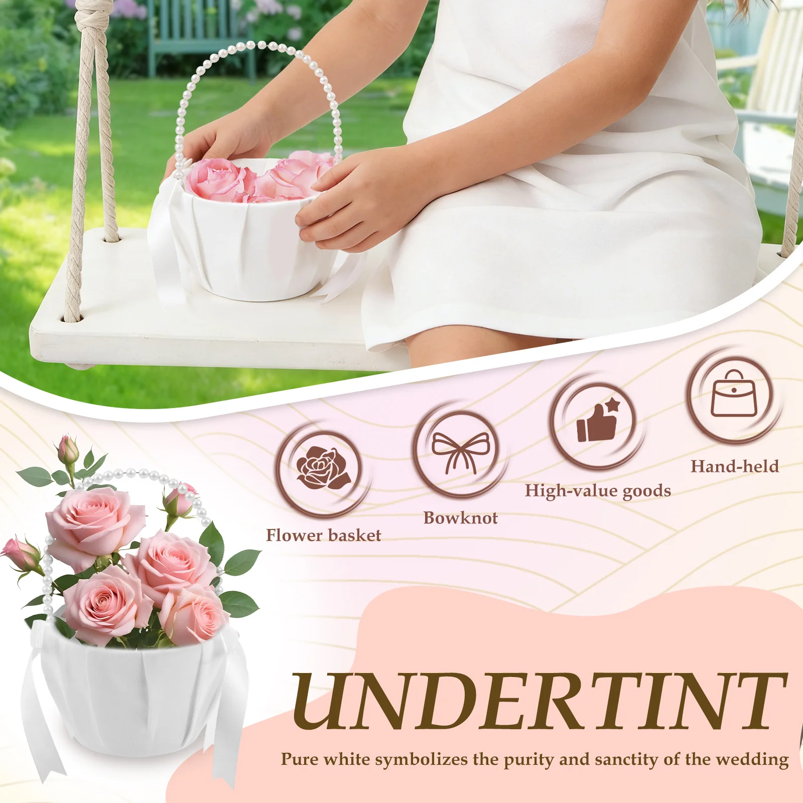 2個セット ウェディングフラワーガールバスケット 蝶結びサテ - Gardening Tools Girls のレビューと価格
